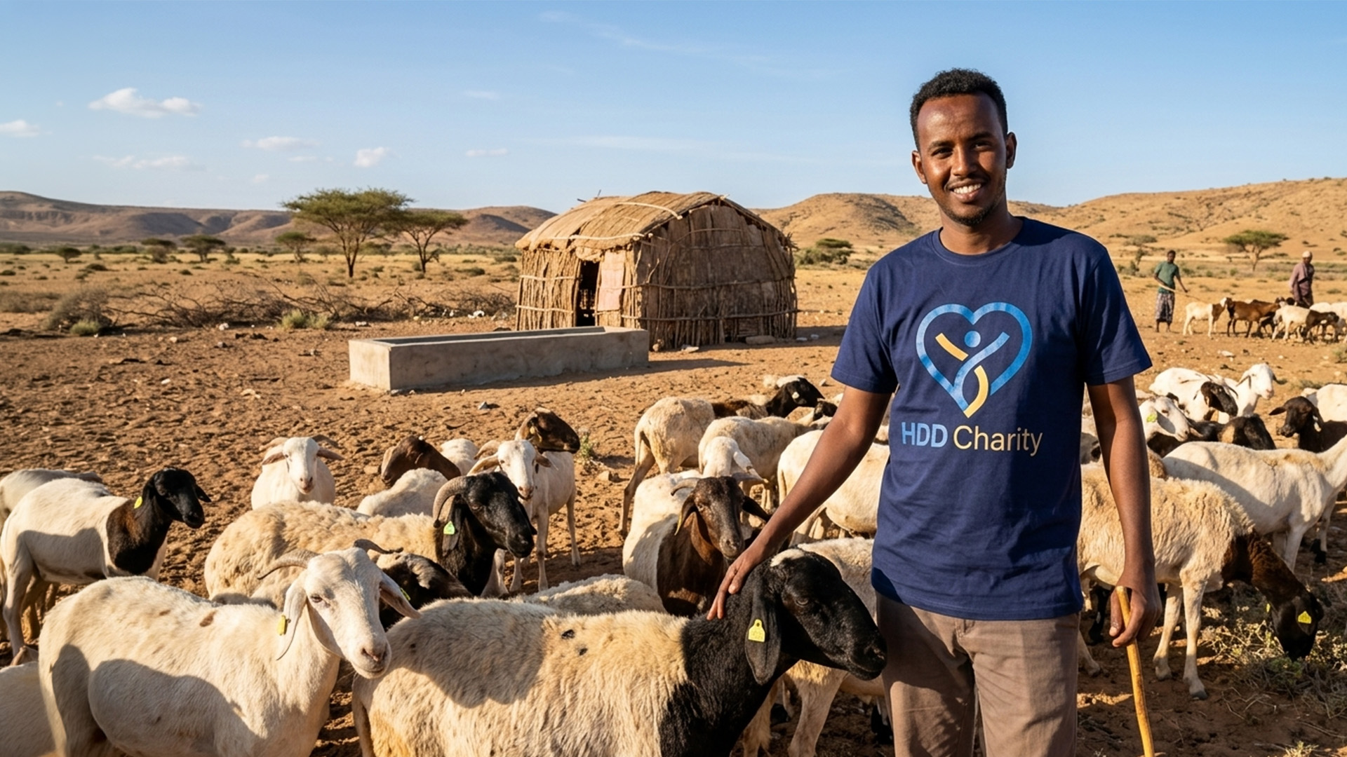 HDD Charity Mitarbeiter mit Schafen für das Kurban Opferfest in Somalia