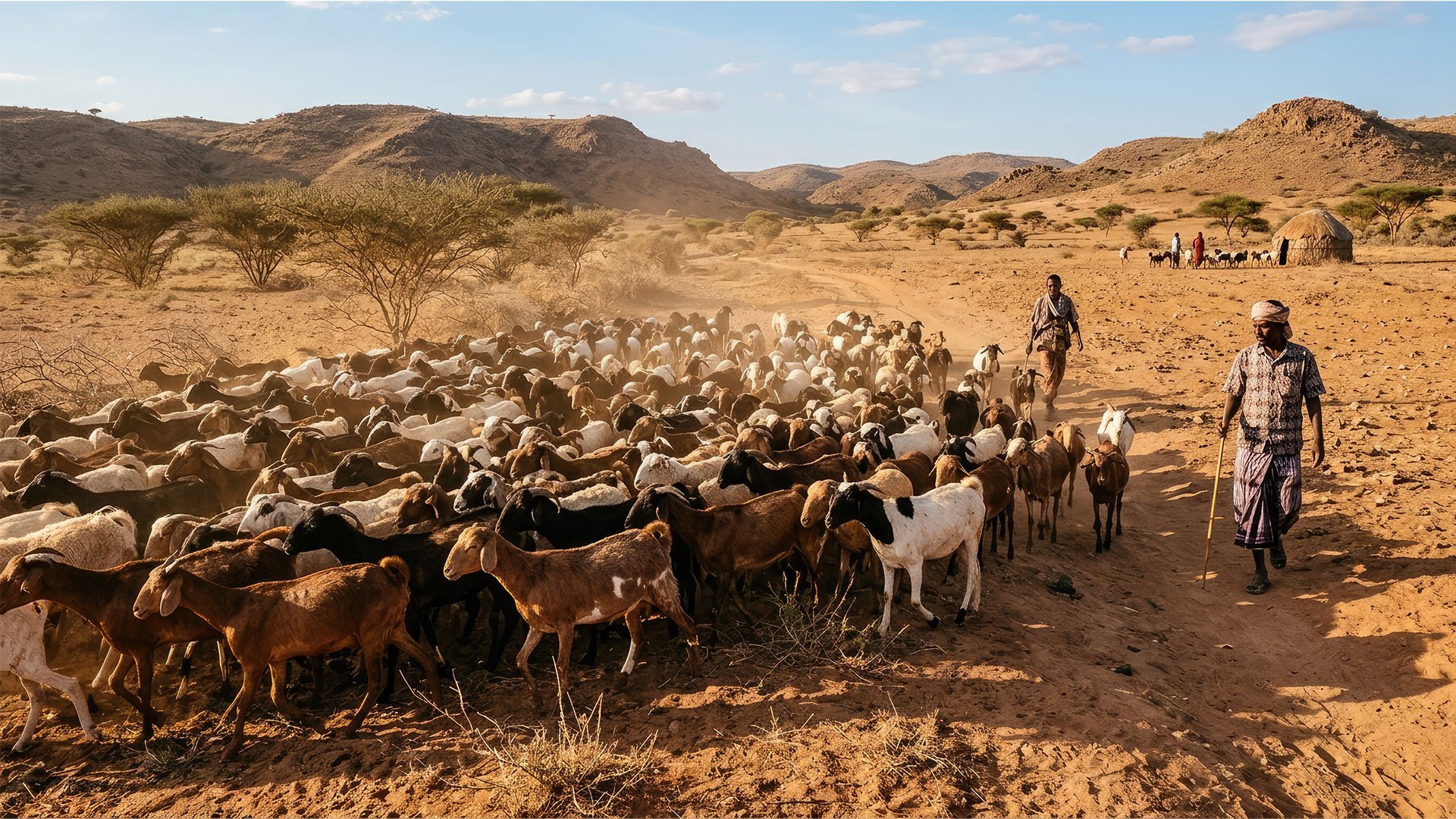 Hirten mit Schafherden in Somalia - Kurban Opferfest
